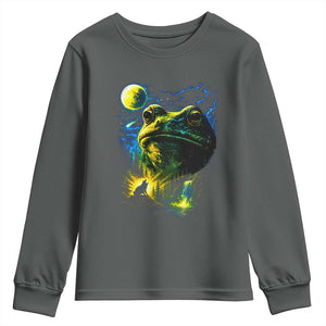 Cosmic Frog Howling At Moon Parody Graphic Youth Sweatshirt Vintage 90s Retro Fantasy Meme