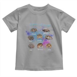 Types Of Frogs Funny Rain Frog Meme Chart Toddler T Shirt Angry Grumpy Eepy Chonk Potato Round Judgy Ferocious