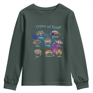 Types Of Frogs Funny Rain Frog Meme Chart Youth Sweatshirt Angry Grumpy Eepy Chonk Potato Round Judgy Ferocious