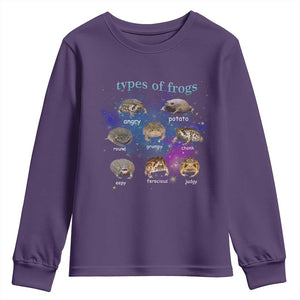 Types Of Frogs Funny Rain Frog Meme Chart Youth Sweatshirt Angry Grumpy Eepy Chonk Potato Round Judgy Ferocious