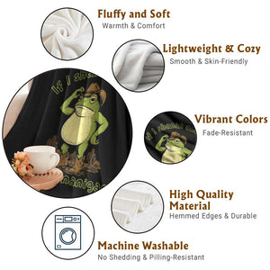 Funny Cowboy Frog Western Meme Throw Blanket If I Shenan Once I Will Shenanigan