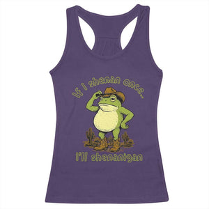 Funny Cowboy Frog Western Meme Racerback Tank Top If I Shenan Once I Will Shenanigan