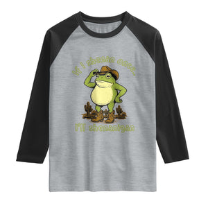 Funny Cowboy Frog Western Meme Raglan Shirt If I Shenan Once I Will Shenanigan