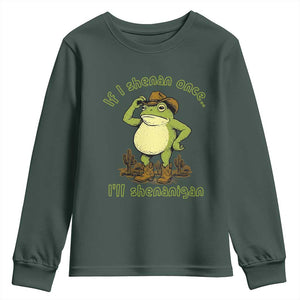 Funny Cowboy Frog Western Meme Youth Sweatshirt If I Shenan Once I Will Shenanigan