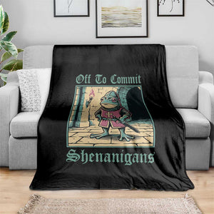 Funny Medieval Frog Knight Fantasy RPG Meme Throw Blanket Off To Commit Shenanigans