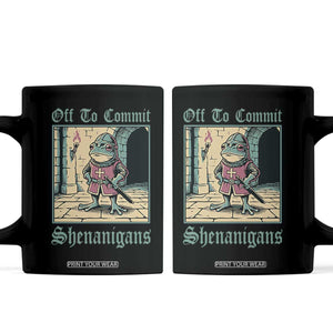 Funny Medieval Frog Knight Fantasy RPG Meme Coffee Mug Off To Commit Shenanigans
