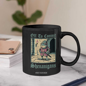 Funny Medieval Frog Knight Fantasy RPG Meme Coffee Mug Off To Commit Shenanigans