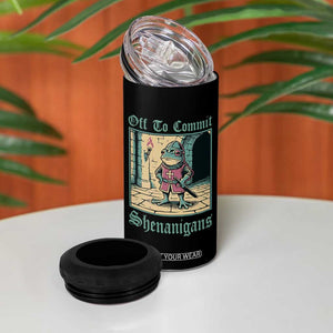 Funny Medieval Frog Knight Fantasy RPG Meme 4 in 1 Can Cooler Tumbler Off To Commit Shenanigans