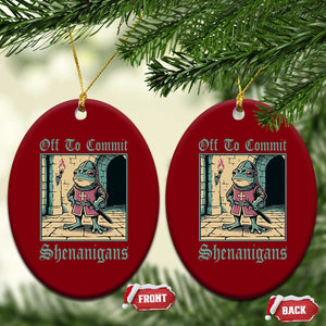 Funny Medieval Frog Knight Fantasy RPG Meme Ceramic Ornament Off To Commit Shenanigans