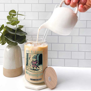 Funny Medieval Frog Knight Fantasy RPG Meme Glass Can Off To Commit Shenanigans