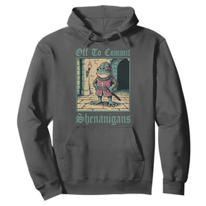 Funny Medieval Frog Knight Fantasy RPG Meme Hoodie Off To Commit Shenanigans