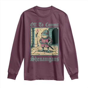 Funny Medieval Frog Knight Fantasy RPG Meme Long Sleeve Shirt Off To Commit Shenanigans