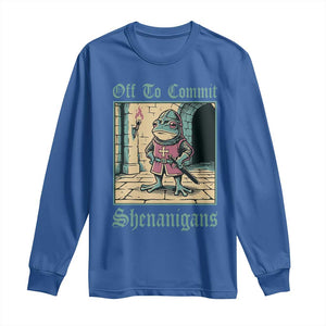 Funny Medieval Frog Knight Fantasy RPG Meme Long Sleeve Shirt Off To Commit Shenanigans