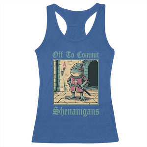 Funny Medieval Frog Knight Fantasy RPG Meme Racerback Tank Top Off To Commit Shenanigans