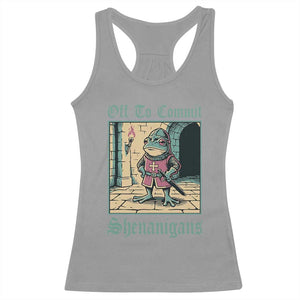 Funny Medieval Frog Knight Fantasy RPG Meme Racerback Tank Top Off To Commit Shenanigans