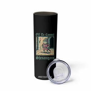 Funny Medieval Frog Knight Fantasy RPG Meme Skinny Tumbler Off To Commit Shenanigans
