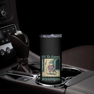 Funny Medieval Frog Knight Fantasy RPG Meme Skinny Tumbler Off To Commit Shenanigans