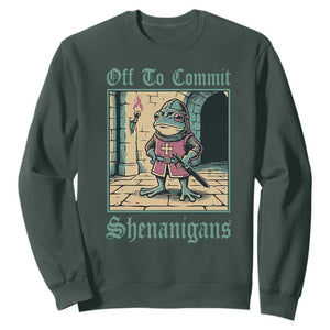 Funny Medieval Frog Knight Fantasy RPG Meme Sweatshirt Off To Commit Shenanigans