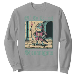 Funny Medieval Frog Knight Fantasy RPG Meme Sweatshirt Off To Commit Shenanigans