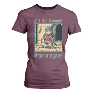 Funny Medieval Frog Knight Fantasy RPG Meme T Shirt For Women Off To Commit Shenanigans