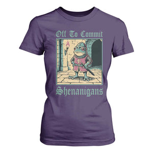 Funny Medieval Frog Knight Fantasy RPG Meme T Shirt For Women Off To Commit Shenanigans