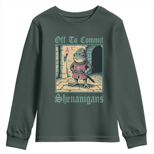 Funny Medieval Frog Knight Fantasy RPG Meme Youth Sweatshirt Off To Commit Shenanigans