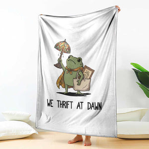 Funny Thrifting Frog Vintage Antique Hunter Throw Blanket We Thrift At Dawn Humor