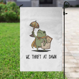 Funny Thrifting Frog Vintage Antique Hunter Garden Flag We Thrift At Dawn Humor