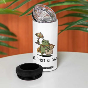 Funny Thrifting Frog Vintage Antique Hunter 4 in 1 Can Cooler Tumbler We Thrift At Dawn Humor