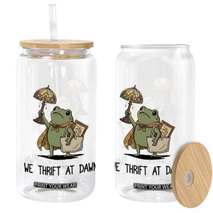 Funny Thrifting Frog Vintage Antique Hunter Glass Can We Thrift At Dawn Humor