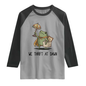 Funny Thrifting Frog Vintage Antique Hunter Raglan Shirt We Thrift At Dawn Humor
