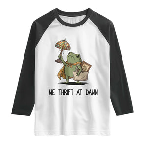 Funny Thrifting Frog Vintage Antique Hunter Raglan Shirt We Thrift At Dawn Humor