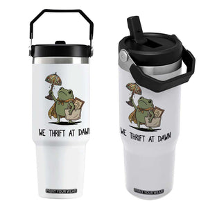 Funny Thrifting Frog Vintage Antique Hunter Flip Straw Tumbler We Thrift At Dawn Humor