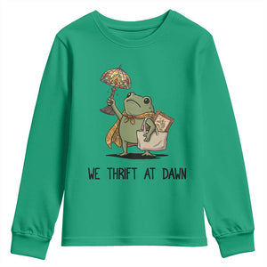 Funny Thrifting Frog Vintage Antique Hunter Youth Sweatshirt We Thrift At Dawn Humor