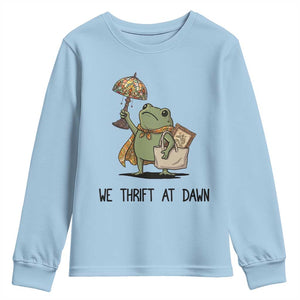 Funny Thrifting Frog Vintage Antique Hunter Youth Sweatshirt We Thrift At Dawn Humor