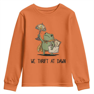 Funny Thrifting Frog Vintage Antique Hunter Youth Sweatshirt We Thrift At Dawn Humor