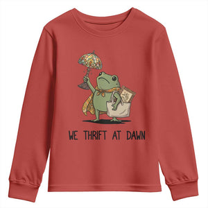 Funny Thrifting Frog Vintage Antique Hunter Youth Sweatshirt We Thrift At Dawn Humor