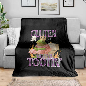 Funny Gluten Free Frog Princess Toilet Meme Throw Blanket Gluten Got Me Tootin