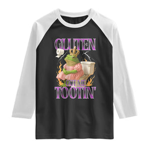 Funny Gluten Free Frog Princess Toilet Meme Raglan Shirt Gluten Got Me Tootin