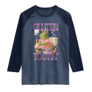 Funny Gluten Free Frog Princess Toilet Meme Raglan Shirt Gluten Got Me Tootin