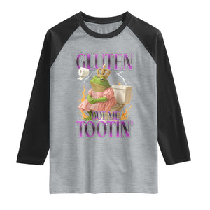 Funny Gluten Free Frog Princess Toilet Meme Raglan Shirt Gluten Got Me Tootin