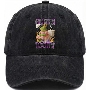 Funny Gluten Free Frog Princess Toilet Meme Washed Cotton Baseball Cap Gluten Got Me Tootin