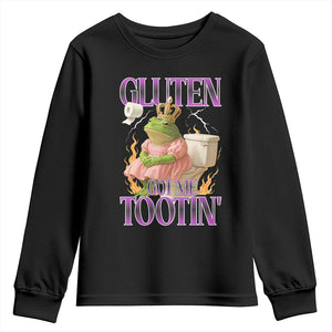 Funny Gluten Free Frog Princess Toilet Meme Youth Sweatshirt Gluten Got Me Tootin