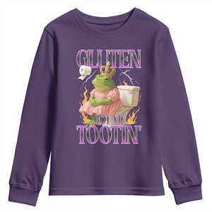Funny Gluten Free Frog Princess Toilet Meme Youth Sweatshirt Gluten Got Me Tootin