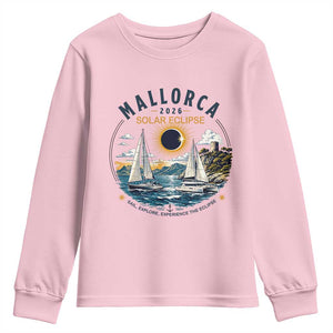 Mallorca Spain 2026 Total Solar Eclipse Youth Sweatshirt Sailing Cruise Totality Sail Explore Experience Travel Souvenir