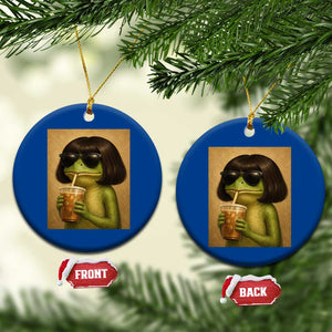 Funny Frog Bob Haircut Renaissance Painting Meme Ceramic Ornament