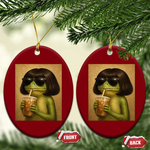 Funny Frog Bob Haircut Renaissance Painting Meme Ceramic Ornament