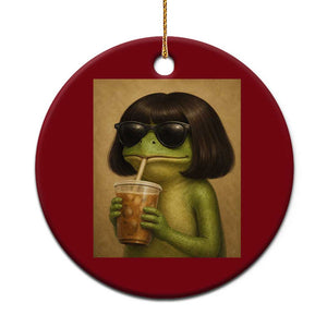 Funny Frog Bob Haircut Renaissance Painting Meme Ceramic Ornament