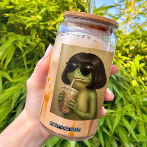 Funny Frog Bob Haircut Renaissance Painting Meme Glass Can