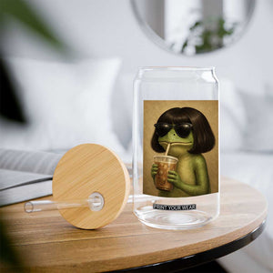 Funny Frog Bob Haircut Renaissance Painting Meme Glass Can